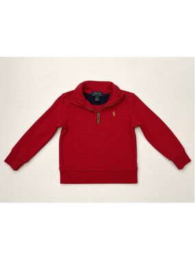 Polo Ralph Lauren Toddler 2T Red Quarter-Zip Pullover Sweatshirt Pony Logo 100%